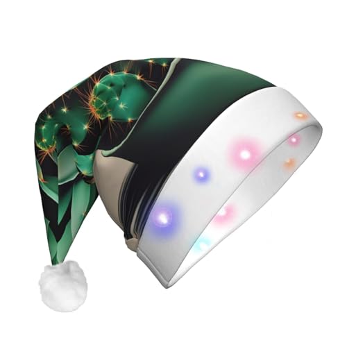 BrUgui Festliche LED-Weihnachtsmütze – langlebige Farben, drei blinkende Modi, perfektes Urlaubszubehör! Kaktuskunst von BrUgui