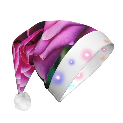 BrUgui Festliche LED-Weihnachtsmütze – langlebige Farben, drei blinkende Modi, perfektes Urlaubszubehör! Lila Rose Blume von BrUgui