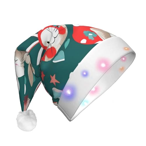 BrUgui Festliche LED-Weihnachtsmütze – langlebige Farben, drei blinkende Modi, perfektes Urlaubszubehör. Häschen Kaninchen von BrUgui