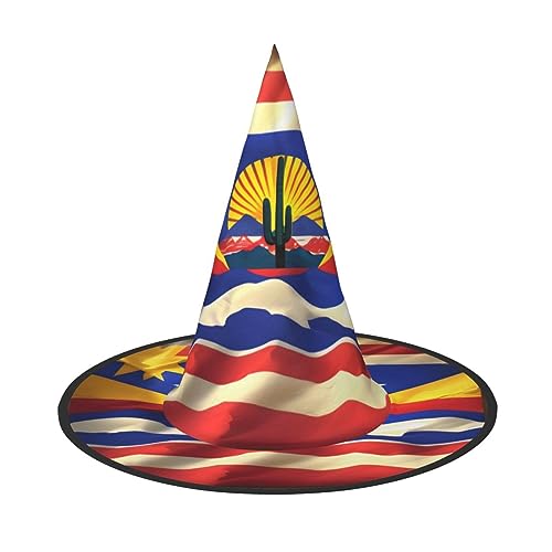 BrUgui Halloween-Hut Hexenhut für Männer und Frauen, Halloween-Partykappe, Halloween-Party-Zubehör, Arizona-Flagge, Standard von BrUgui