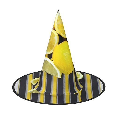BrUgui Halloween-Hut Hexenhut für Männer und Frauen, Halloween-Partykappe, Halloween-Party-Zubehör, Zitronenschale, gelbe Streifen von BrUgui