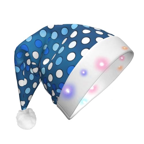 BrUgui Weihnachtsmütze mit LED-Beleuchtung, langlebige Farben, drei Blinkmodi, perfektes Urlaubsaccessoire. Blaues Punktemuster von BrUgui