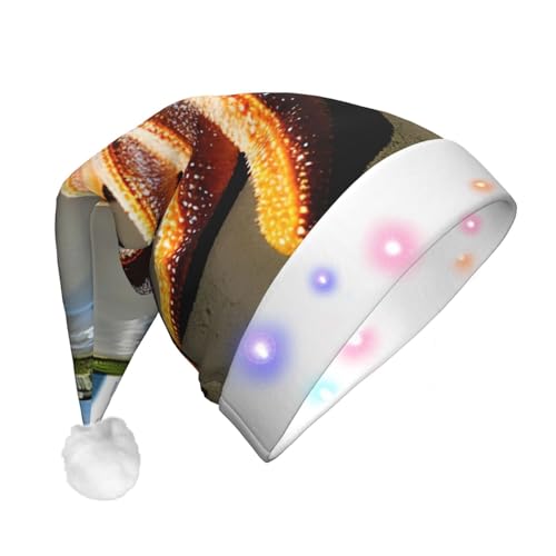 Festliche LED-Weihnachtsmütze – langlebige Farben, drei Blinkmodi, perfektes Urlaubsaccessoire! Seestern, Leuchtturm, Strand von BrUgui