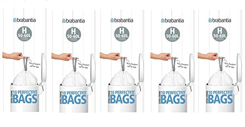 5 x Brabantia 10 Stück extra stark passgenau H-Größe 50–60l Abfall Müllbeutel 5 x Brabantia 10 Stück extra stark passgenau H-Größe 50–60l Abfall Müllbeutel von Brabantia