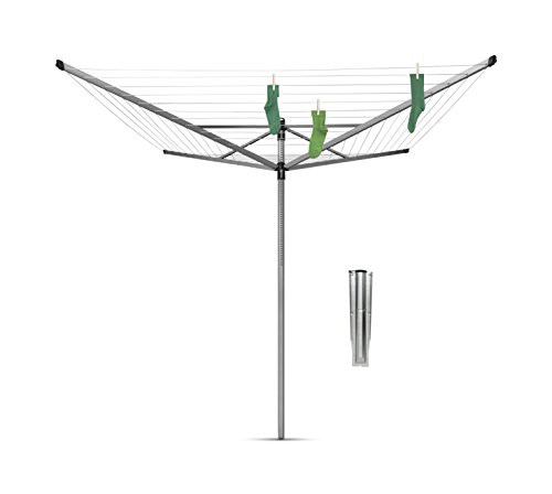 Brabantia - Lift-O-Matic drehbaren Wäschespinne - Reibungsloses Drehungen - UV-beständige Wäscheleine, 60 m - Kein Durchhängen - Auch für Kleiderbügel - Metallic Grey - ø 295 cm von Brabantia