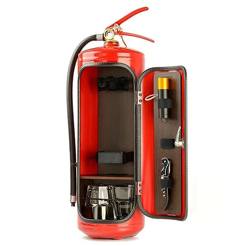 BradOc Feuerlöscher-Minibar, Neuheit Feuerlöscher-Minibar für Whisky Liebenden Feuerwehrmann, Wein Aufbewahrungsboxen, Handgefertigte Metall-Minibar-Geschenk,Rot von BradOc
