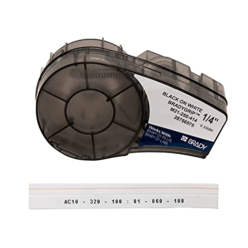 Brady (M21-250-414) BradyGrip bedruckbares Klettband für BMP21-PLUS; BMP21-LAB; BMP21 6.35 mm x 3.048 m Schwarz auf Weiß von Brady