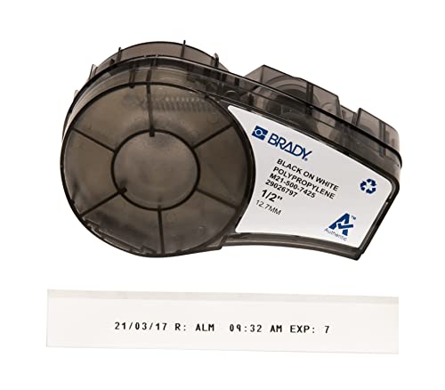 Brady (M21-500-7425) Polypropylenband für BMP21-PLUS; BMP21-LAB; BMP21 12.70 mm x 6.40 m Schwarz auf Weiß von Brady