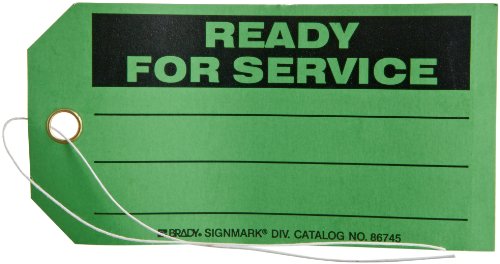 Brady 86745 5–3/10,2 cm Höhe, 7,6 cm Breite, b-853 Karton, schwarz auf grün Farbe Produktion Status Tag, Legend "bereit für Service (Pack Of 100) von Brady