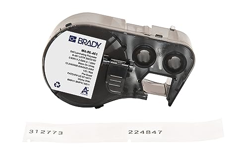 Brady Authentische (M4-86-461) selbstklebende kryogene Polyester-Etiketten, 1,5 cm H x 6,6 cm B, Schwarz auf Weiß, transparent, 120 Etiketten von Brady