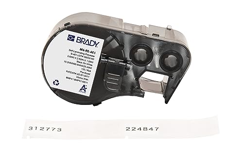 Brady Selbstlaminierender Polyester-Vorgefertigte Etiketten für Etikettendrucker BMP41/BMP51/BMP53/M511-120 Klebeetiketten - Schwarz auf Weiß, Transparent (66,68 mm (B) x 15,24 mm (H)) - M4-86-461 von Brady