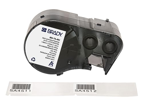 Brady Authentische (M5-75-461) selbstklebende kryogene Polyester-Etiketten, 2,5 cm H x 6,6 cm B, Schwarz auf Weiß, transparent, 120 Etiketten von Brady