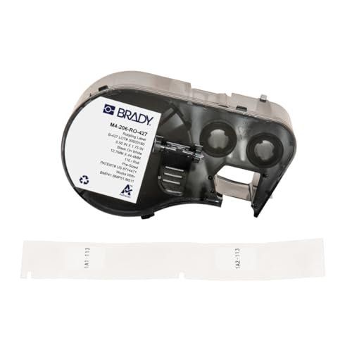Brady B-427 Etikett für BMP41, BMP51, M511, M410, M510 auf Schwarz auf Weiß, Transparent, 44.45mm, Packung a 110 Stück Brady B-427 Etikett für BMP41, BMP51, M511, M410, M510 auf Schwarz auf Weiß, Transparent, 44.45mm, Packung a 110 Stück von Brady