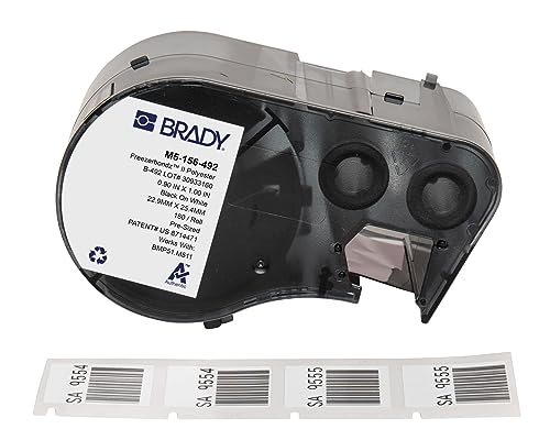 Brady FreezerBondz™ M5-156-492 Etiketten für Etikettendrucker BMP51/BMP53/M511-180, Polyester, vordimensioniert, Schwarz auf Weiß (22,86 mm (B) x 25,40 mm (H)) von Brady