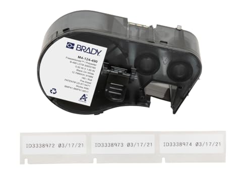 Brady FreezerBondz™ Polyester-Vorgefertigte Etiketten für Etikettendrucker BMP41/BMP51/BMP53/M511 - 180 Klebeetiketten - Schwarz auf Weiß (12,70 mm (B) x 41,91 mm (H)) - M4-124-490 von Brady