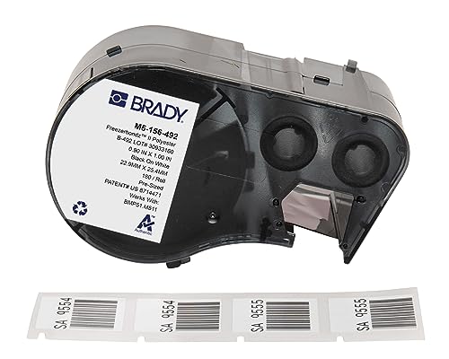 Brady FreezerBondz™ Polyester-Vorgefertigte Etiketten für Etikettendrucker BMP51/BMP53/M511-180 Klebeetiketten - Schwarz auf Weiß (22,86 mm (B) x 25,40 mm (H)) - M5-156-492 von Brady