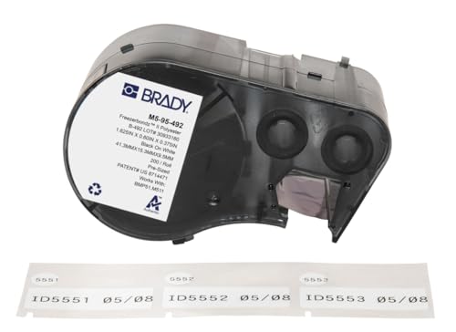 Brady FreezerBondz™ Polyester-Vorgefertigte Etiketten für Etikettendrucker BMP51/BMP53/M511 - 200 Klebeetiketten - Schwarz auf Weiß (41,28 mm (B) x 15,24 mm (H) x 9,53 mm (∅)) - M5-95-492 von Brady