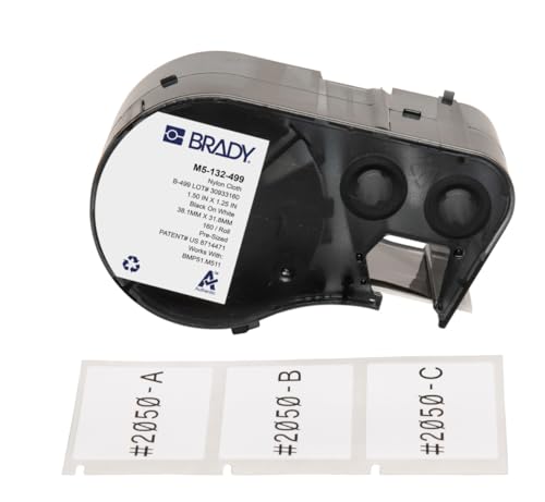 Brady M5-132-499 Etiketten für Etikettendrucker BMP51/BMP53/M511-160, selbstklebende Druckeretiketten, Schwarz auf Weiß (38,10 mm (B) x 31,75 mm (H)) von Brady