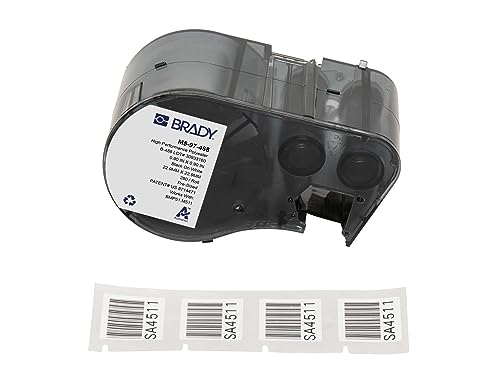 Brady Polyester-Vorgefertigte Etiketten für Etikettendrucker BMP51/BMP53/M511-280 Klebeetiketten - Schwarz auf Weiß (22,86 mm (B) x 22,86 mm (H)) - M5-97-488 von Brady
