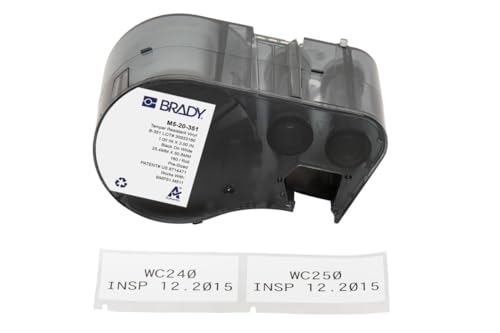 Brady Manipulationssicheres Vinyl-Vorgefertigte Etiketten für Etikettendrucker BMP51/BMP53/M511 - 160 Klebeetiketten - Schwarz auf Weiß (25,40 mm (B) x 50,80 mm (H)) - M5-20-351 von Brady