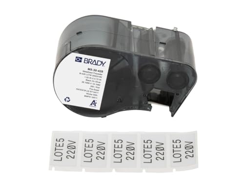 Brady Metallisierter Polyester-Vorgefertigte Etiketten für Etikettendrucker BMP51/BMP53/M511 - 260 Klebeetiketten - Schwarz auf Hellgrau (38,10 mm (B) x 19,05 mm (H)) - M5-30-428 von Brady