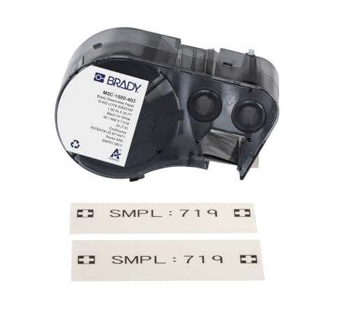 Brady Papier-Etikettenband für Etikettendrucker BMP51/BMP53/M511 - Klebeetiketten - Schwarz auf Weiß (38,10 mm (B) x 7,62 m (L)) - M5C-1500-403 von Brady