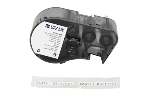 Brady Polyester-Vorgefertigte Etiketten für Etikettendrucker BMP41/BMP51/BMP53/M511-160 Klebeetiketten - Schwarz auf Weiß (48,26 mm (B) x 6,35 mm (H)) - M4-81-488 von Brady