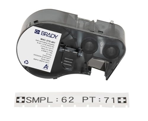 Brady Selbstlaminierender Polyester-Etikettenband für Etikettendrucker BMP41/BMP51/BMP53/M511 - Klebeetiketten - Schwarz auf Weiß (9,53 mm (B) x 7,62 m (L)) - M4C-375-461 von Brady