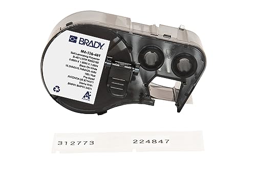 Brady Selbstlaminierender Polyester-Vorgefertigte Etiketten für Etikettendrucker BMP41/BMP51/BMP53/M511-180 Klebeetiketten - Schwarz auf Weiß, Transparent (45,72 mm (B) x 15,24 mm (H)) - M4-126-461 von Brady