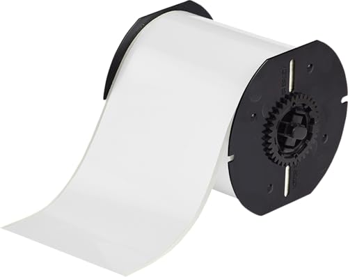 Brady Vinyl-Etikettenband mit hoher Haftung (B30C-4000-595-WT) – weiße Vinylfolie – kompatibel mit BBP30, BBP31, BBP33, BBP35, BBP37 Etikettendruckern – 30 m Länge, 10,2 cm Breite von Brady