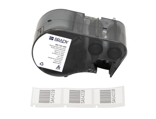 Brady Vinylgewebe-Vorgefertigte Etiketten für Etikettendrucker BMP51/BMP53/M511 - 160 Klebeetiketten - Schwarz auf Weiß (25,40 mm (B) x 31,75 mm (H)) - M5-103-498 von Brady