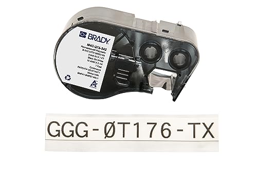 Brady Wärmeschrumpfendes Polyolefin-Etikettenband für Etikettendrucker BMP41/BMP51/BMP53/M511 - Klebeetiketten - Schwarz auf Weiß (16,38 mm (H) x 2,13 m (L)) - M4C-375-342 von Brady