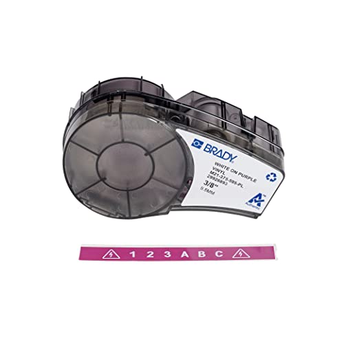 Brady Vinyl-Etiketten für Etikettendrucker M211 & M210 - Vinyl-Klebe-Druckeretiketten - Weiß auf Lila (9.53mm x 6.40m) - M21-375-595-PL von Brady