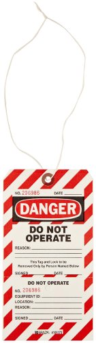 Perforiertes, zweiteiliges, nicht klebendes Etikettmit Beschriftung "Do Not Operate", 101,60mm x 190,50mm, Rot/Schwarz, 25 Perforiertes, zweiteiliges, nicht klebendes Etikettmit Beschriftung "Do Not Operate", 101,60mm x 190,50mm, Rot/Schwarz, 25 von Brady