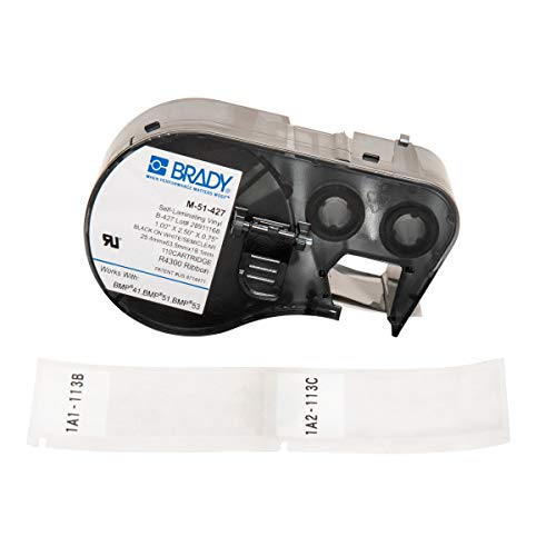 PermaSleeve Wiremarking Sleeve für Etikettendrucker, 25,40mm x 63,50mm, Schwarz auf Weiß/Klar, 110 Stück von Brady