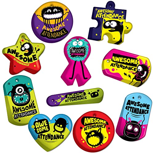 Brag Tags Fun Critters & Monsters Erhöhen die Anreize für Schüleranwesenheiten, Vorteilspack: 500 mehrfarbige, wasserdichte Teslin-Brag-Etiketten (50 pro Design) von BragTags