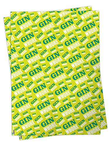 Brainbox Candy - 2 Bögen lustiges Geschenkpapier mit Aufschrift "Gin Whore" – unhöfliches Geschenkpapier für Sie und Ihn, Mädchen, Freunde, Besties, Frauen, Gin-Liebhaber – gefaltet, hochwertige Verpackung von Brainbox Candy