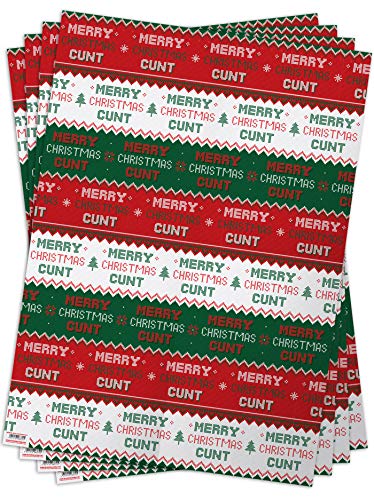 Brainbox Candy - 4 Bögen lustige Weihnachtsgeschenkpapier "Merry Christmas C**t" – unhöfliche beleidigende Weihnachtsgeschenkpapier – Geschenkpapier für Erwachsene mit einem frechen Sinn für Humor von Brainbox Candy