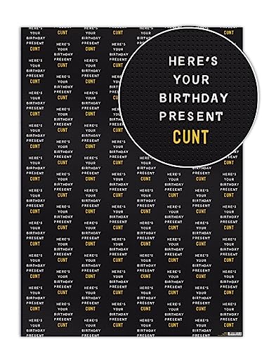 Brainbox Candy - 4 Bögen witziges Geschenkpapier mit frechem "Present C*nt"-Geburtstagsgeschenkpapier – anstößiges Geschenkpapier für jeden mit einem frechen Sinn für Humor – gefaltete Qualitätsfolie von Brainbox Candy