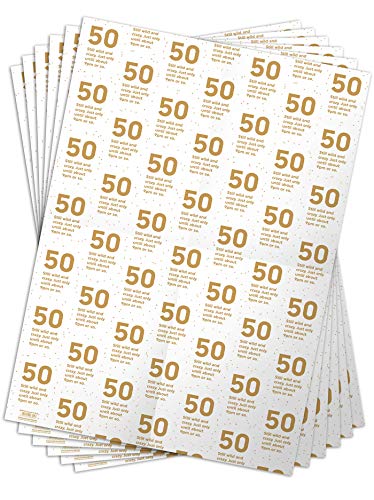 Brainbox Candy - 6 Bögen lustiges Geschenkpapier zum 50. Geburtstag – freches 50er-Geschenkpapier für Sie und Ihn zum 50. Geburtstag – gefaltet, hochwertige Verpackung von Brainbox Candy