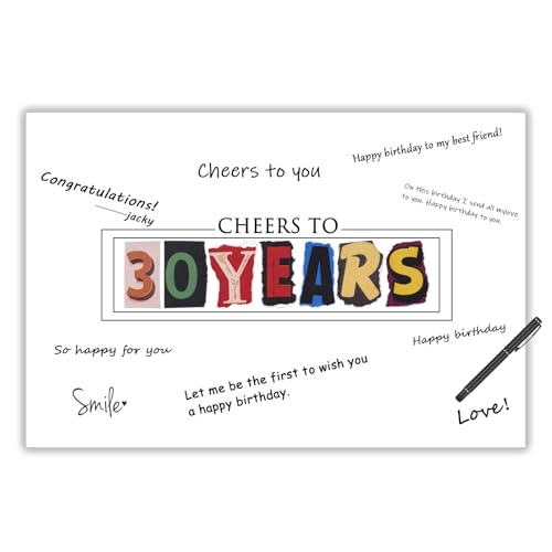 Braleto 30. Geburtstag Party Dekorationen Unterschrift Karte, 11''x17''30 Jahre Wall Art Poster Sweet Guest Book Keepsake Zeichen 30.Jahrestag Dekorationen für Männer Frauen[Unframed](30 Jahre) von Braleto
