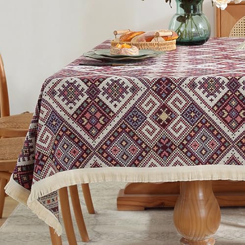 Retro-Bohemian-Tischdecke mit geometrischem Blumenmuster, rechteckige Tischdecke, Tischdekoration für Partys, Tischüberzug von Brand-dashcos