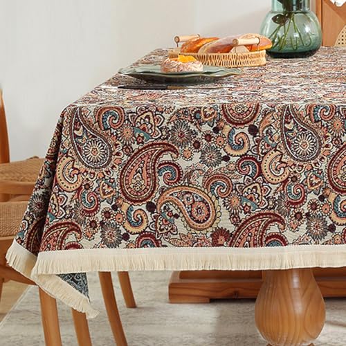 Retro-Bohemian-Tischdecke mit geometrischem Blumenmuster, rechteckige Tischdecke, Tischdekoration für Partys, Tischüberzug von Brand-dashcos