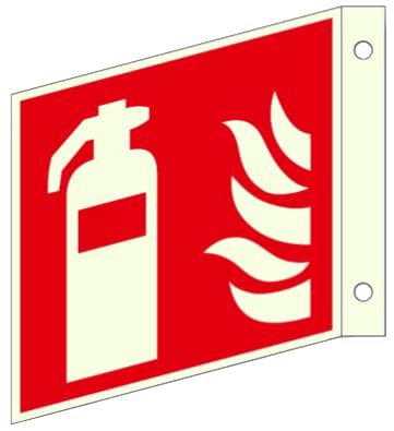 Brandengel® Hochwertiges Schild Feuerlöscher Fahnenschild langnachleuchtende Kunststoff-Platte F 150 x 150 mm Piktogramm F001 DIN EN ISO 7010 DIN 67510 ASR A1.3 von Brandengel