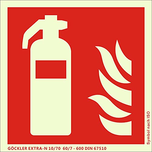 Brandengel® Hochwertiges Schild Feuerlöscher PVC nachleuchtend selbstklebende Schaumschicht E F 200 x 200 mm Symbol-Schild F001, Kunststoffplatte DIN EN ISO 7010 DIN 67510 ASR A1.3 von Brandengel