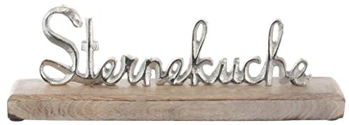 Brandsseller Deko-Schriftzug Sterneküche Aufsteller Küche ca. 30,5 cm auf Mangoholz-Sockel Silber/Braun von Brandsseller