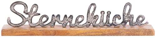 Brandsseller Deko-Schriftzug Sterneküche Aluminium RAW Optik Aufsteller ca. 38 cm auf Mangoholz-Sockel von Brandsseller