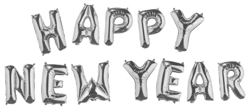 Brandsseller Folienballon HAPPY NEW YEAR in Silber Luftballon Silvester Deko Neujahr Requisite von Brandsseller