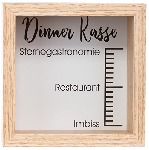 Brandsseller Spardose Bilderrahmen aus Holz mit Glas 14,5x14,5x6,5 cm – Sparrahmen mit Sichtfenster & Einwurfschlitz – Deko-Spardose für Geldgeschenke & besondere Sparziele - Dinnerkasse von Brandsseller