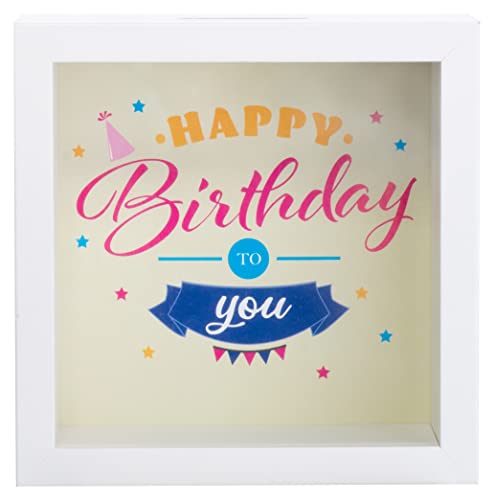 Brandsseller Spardose Bilderrahmen aus Holz mit Glas 14,5x14,5x6,5 cm – Sparrahmen mit Sichtfenster & Einwurfschlitz – Deko-Spardose für Geldgeschenke & besondere Sparziele - Happy Birthday to You Brandsseller Spardose Bilderrahmen aus Holz mit Glas 14,5x14,5x6,5 cm – Sparrahmen mit Sichtfenster & Einwurfschlitz – Deko-Spardose für Geldgeschenke & besondere Sparziele - Happy Birthday to You von Brandsseller